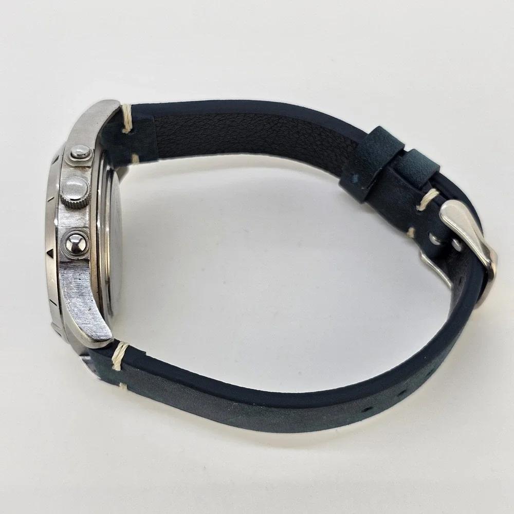 VTG Timex Expedition Ana-Dig Men's Watch 38MM NEW Blue Leather Bands NEW Battery